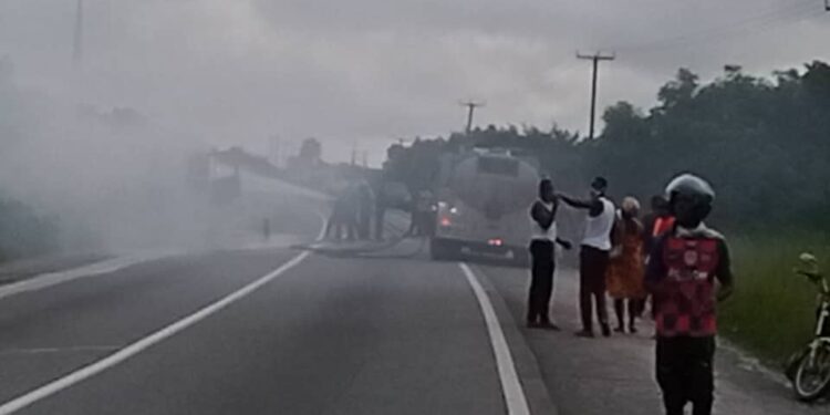 W/R: Fuel Tanker catches fire at Ayensukrom